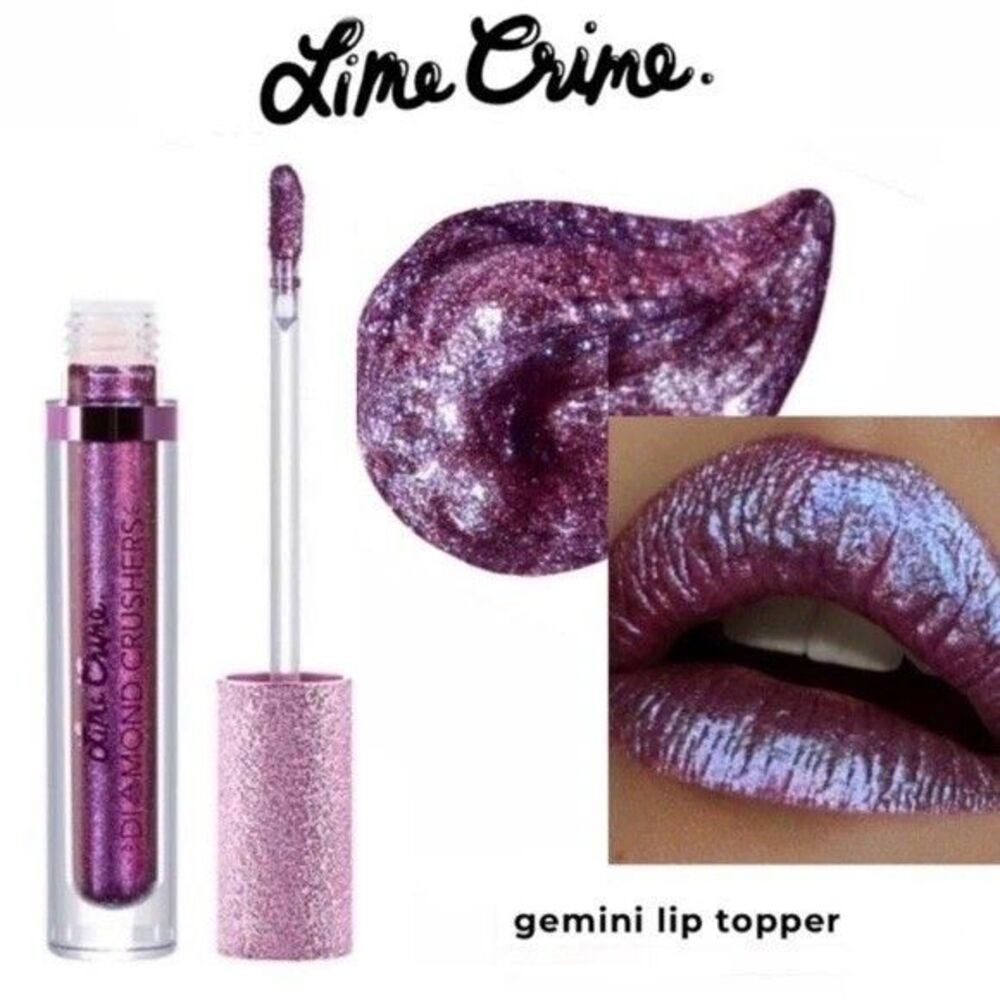 Lime Crime Diamond Crushers Gemini New Glitter Shimmer Lip Gloss Maroon Purple